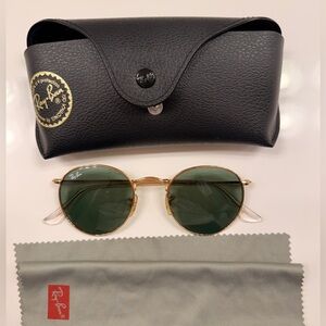 Ray-Ban Gold Frame Sunglasses, green dark lenses
